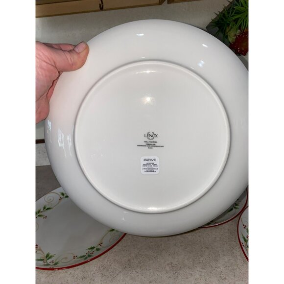 Lenox Holly Scroll Dinner Plates Set Of 4 Red Rim Christmas 897627 - Picture 8 of 12